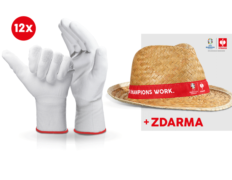 12x PU rukavice Micro + klobouk EURO2024