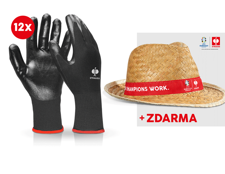 12x Nitrilové rukavice Flexible + klobouk EURO2024