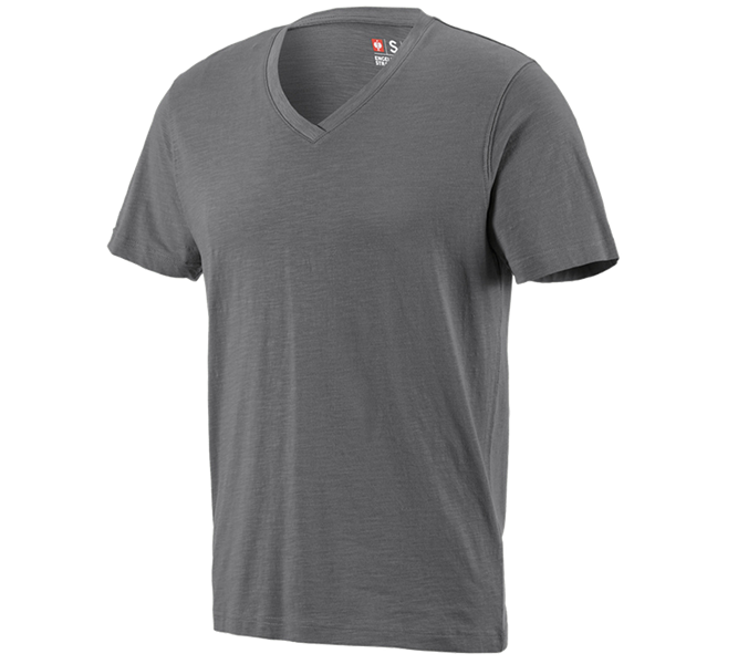 Hlavní náhled, Trička, e.s. Tričko cotton slub V-Neck, cement