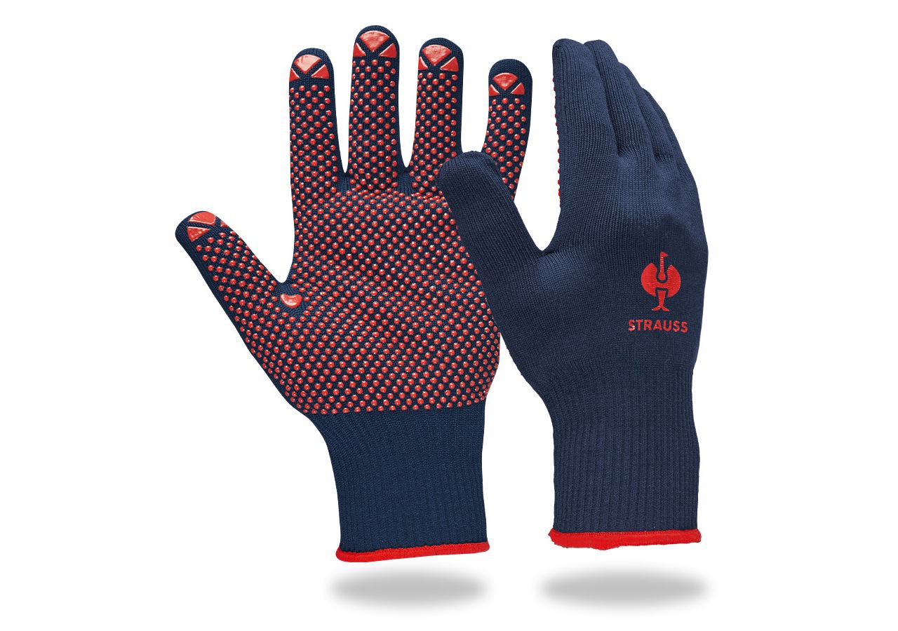 Povrstvené: Pletené rukavice s PVC Rondo + modrá