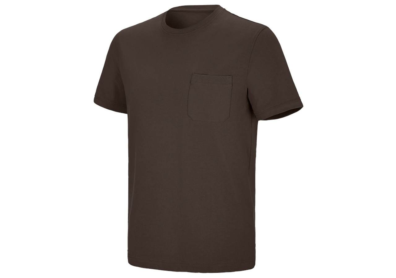 Trička, svetry & košile: Tričko cotton stretch Pocket + kaštan