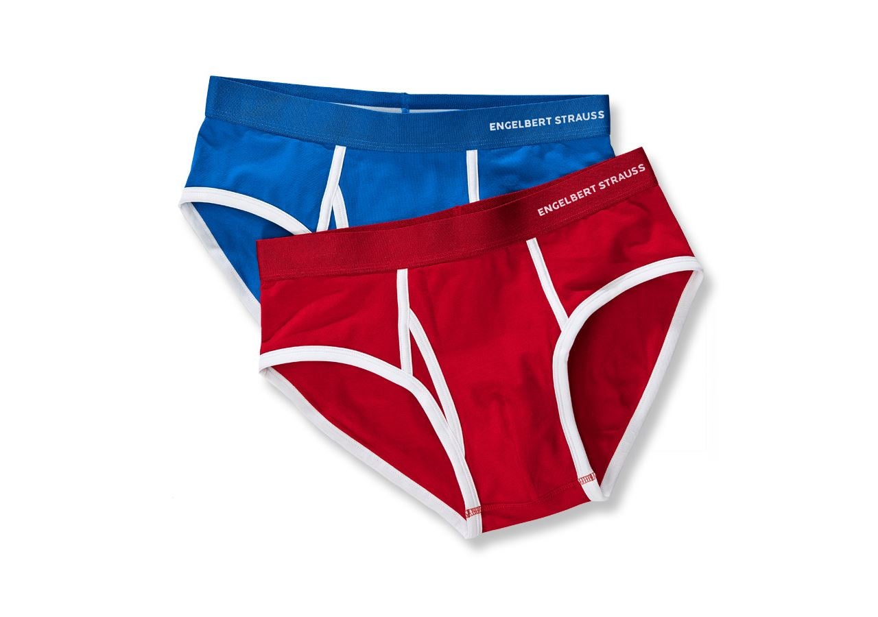 Spodní prádlo | Termo oblečení: e.s. Slipy cotton stretch Colour, 2 ks v balení + enciánově modrá+ohnivě červená