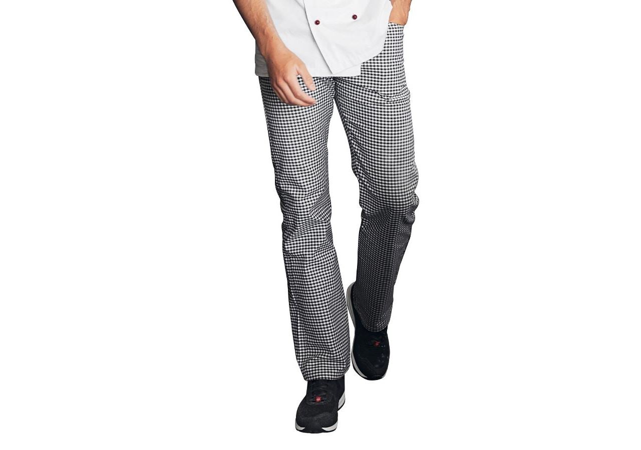 Pracovní kalhoty: Kuchařské a pekařské kalhoty Stretch + černá/bílá
