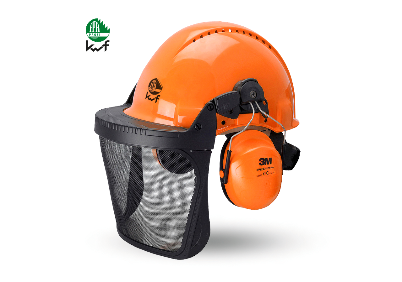 Ochranné přilby: Kombinace lesnické ochranné přilby KWF + oranžová