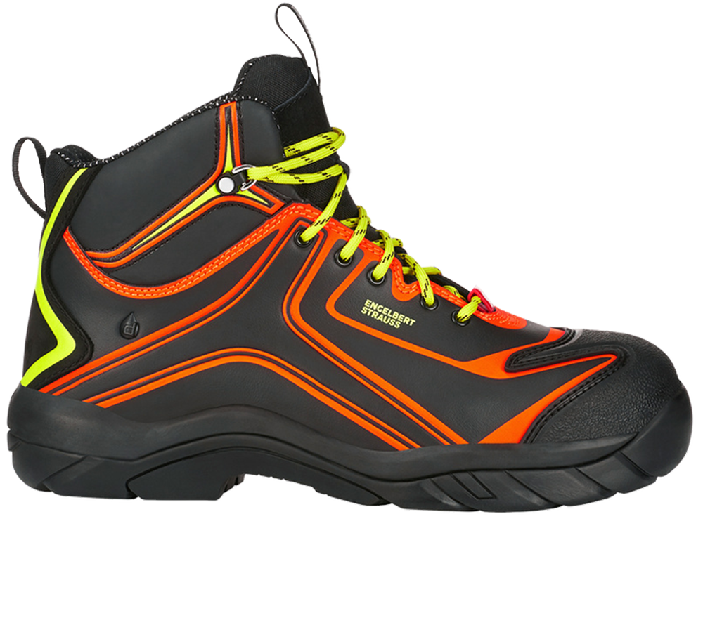 S3: e.s. S3 Bezpečnostní obuv Kajam + černá/výstražná oranžová/výstražná žlutá