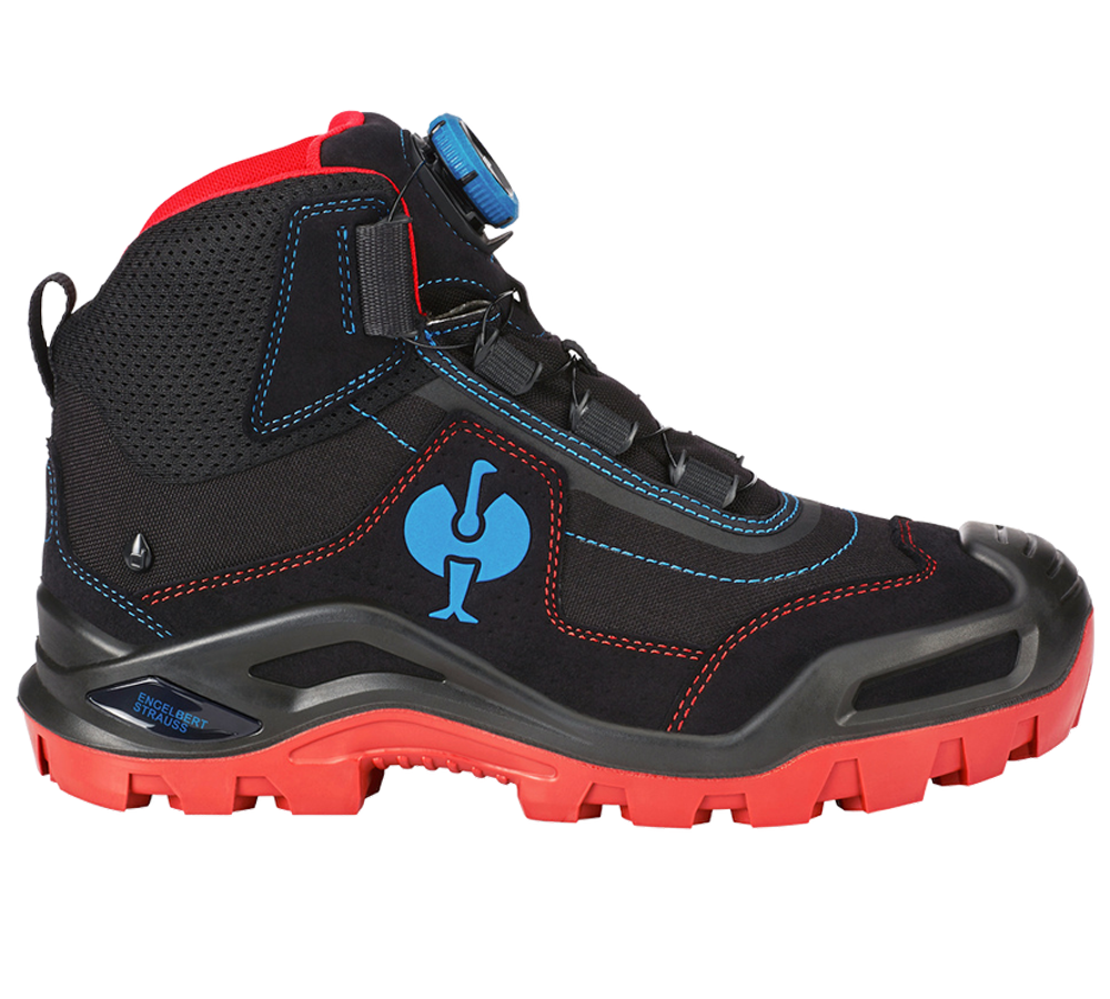 S3: S3 Bezpečnostní obuv e.s. Kastra II mid + černá/ohnivě červená/enciánově modrá