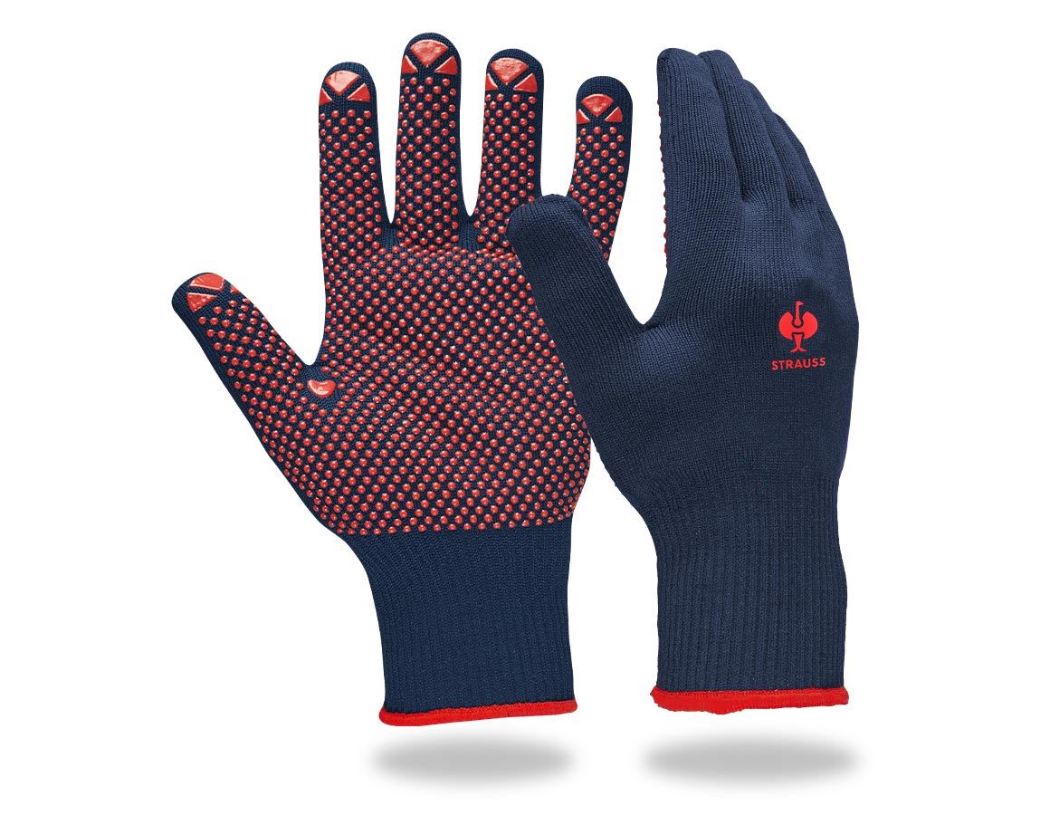 Povrstvené: Pletené rukavice s PVC Rondo + modrá