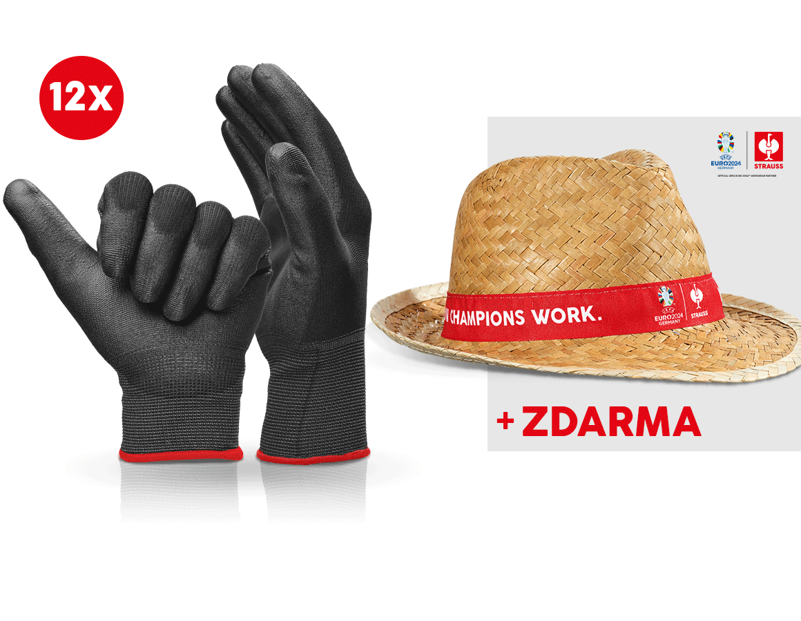 Spolupráce: 12x PU rukavice Micro + klobouk EURO2024 + černá