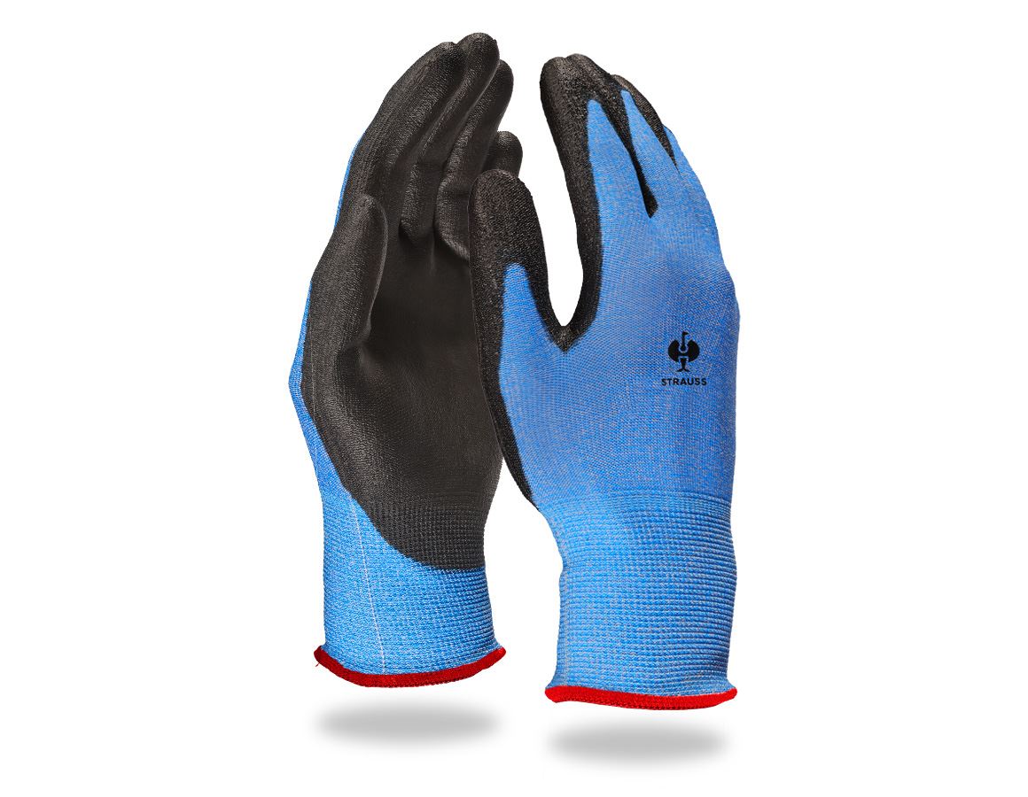 Povrstvené: PU protipořezové rukavice Comfort Skin, stupeň B + černá/modrá-melange