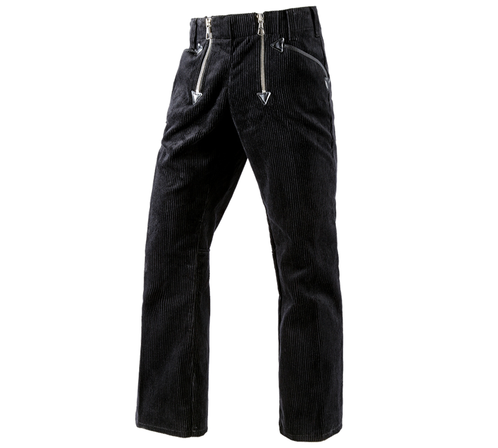 Pracovní kalhoty: e.s. Cechovní kalhoty z hrubého kordu s rozšířenýc + černá