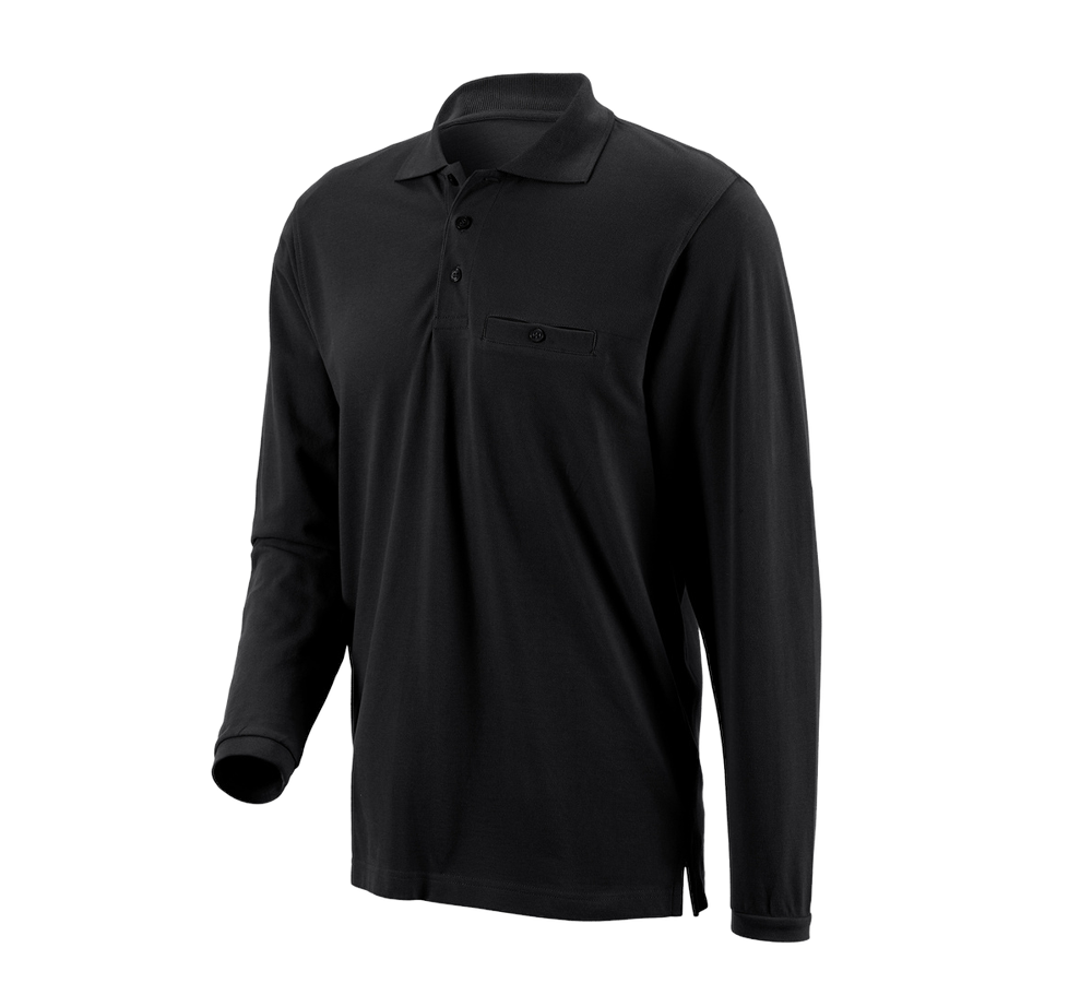 Trička, svetry & košile: e.s. Longsleeve-Polo tričko cotton Pocket + černá
