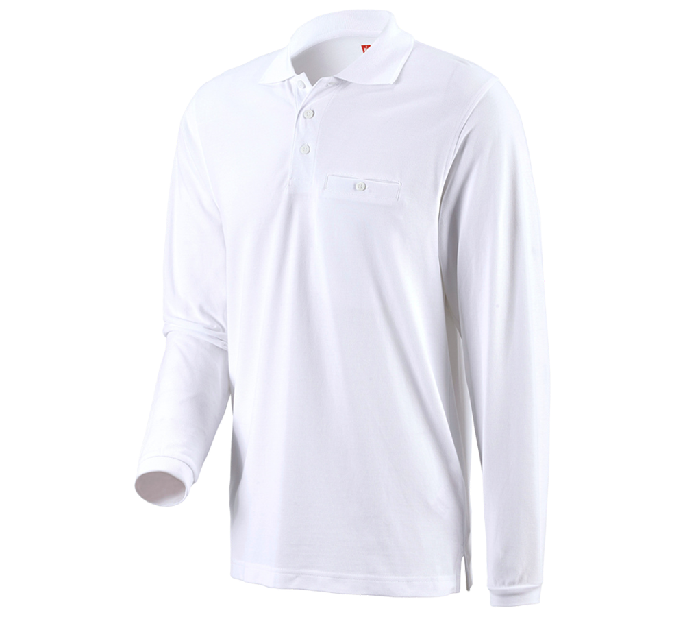 Trička, svetry & košile: e.s. Longsleeve-Polo tričko cotton Pocket + bílá