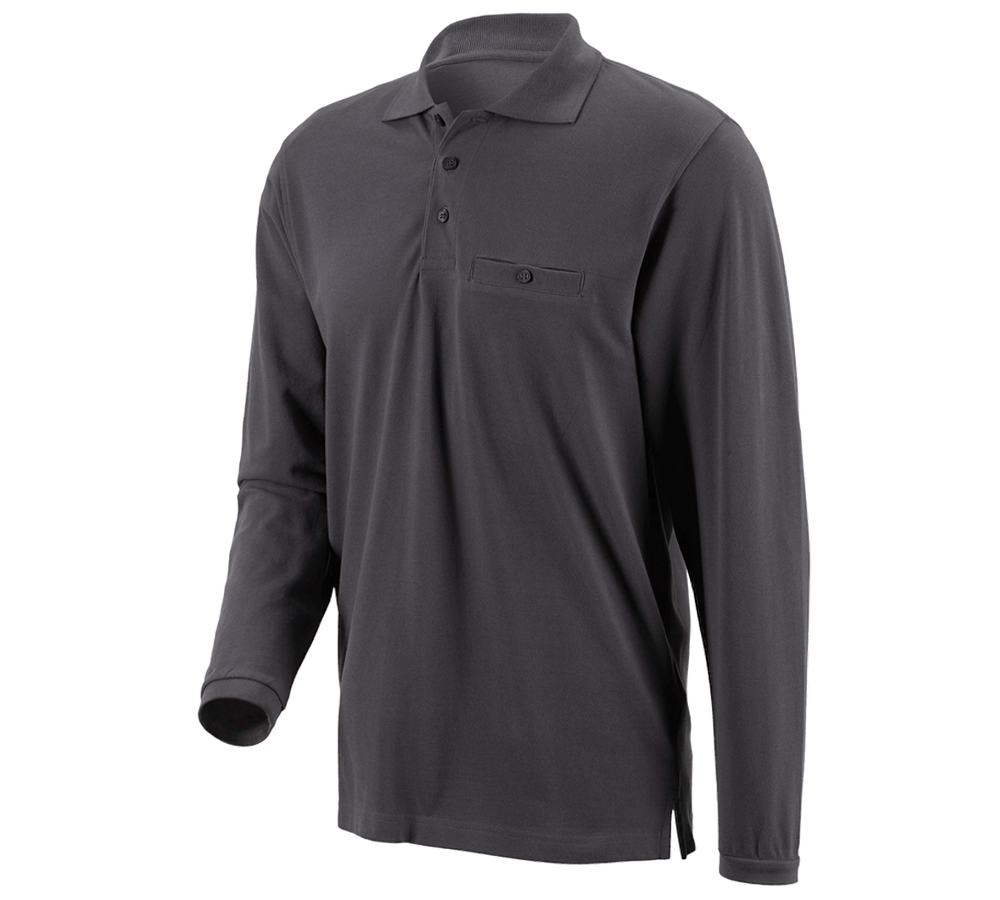 Trička, svetry & košile: e.s. Longsleeve-Polo tričko cotton Pocket + antracit