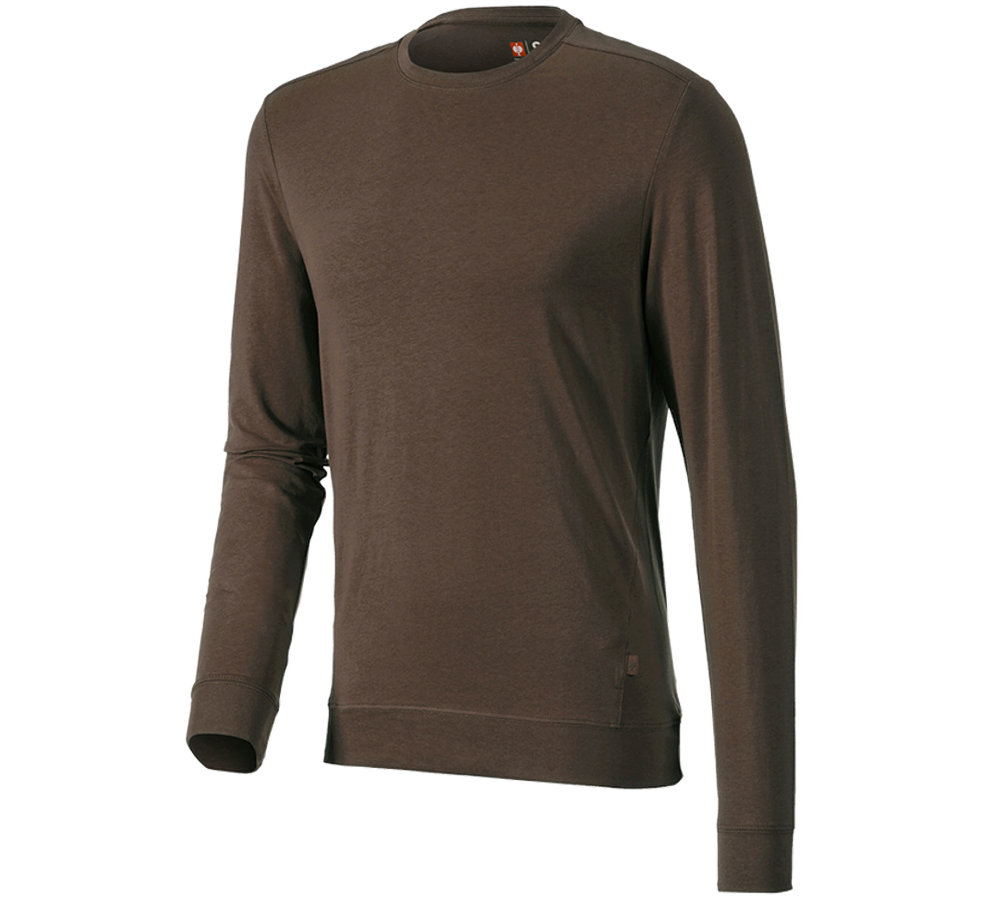 Trička, svetry & košile: e.s. triko s dlouhým rukávem cotton stretch + kaštan