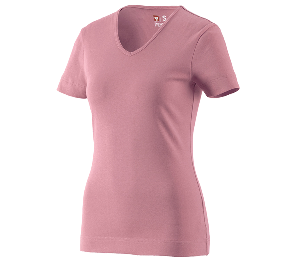 Trička | Svetry | Košile: e.s. Tričko cotton V-Neck, dámské + starorůžová