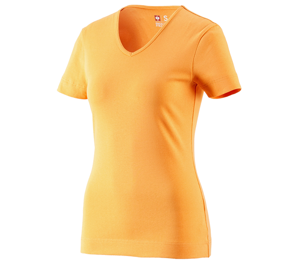 Trička | Svetry | Košile: e.s. Tričko cotton V-Neck, dámské + světle oranžová