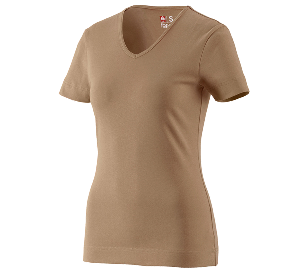 Trička | Svetry | Košile: e.s. Tričko cotton V-Neck, dámské + khaki
