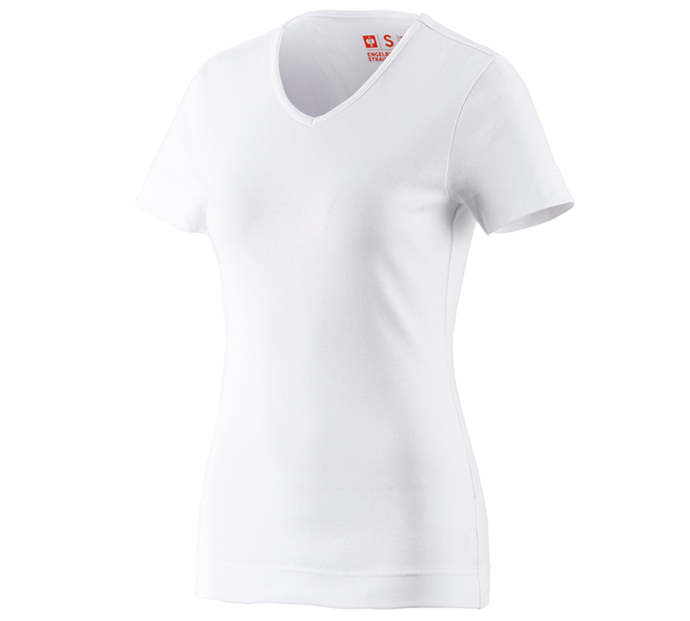 Trička | Svetry | Košile: e.s. Tričko cotton V-Neck, dámské + bílá