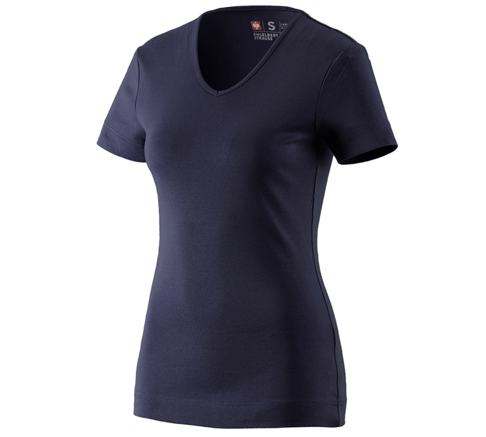 Trička | Svetry | Košile: e.s. Tričko cotton V-Neck, dámské + tmavomodrá