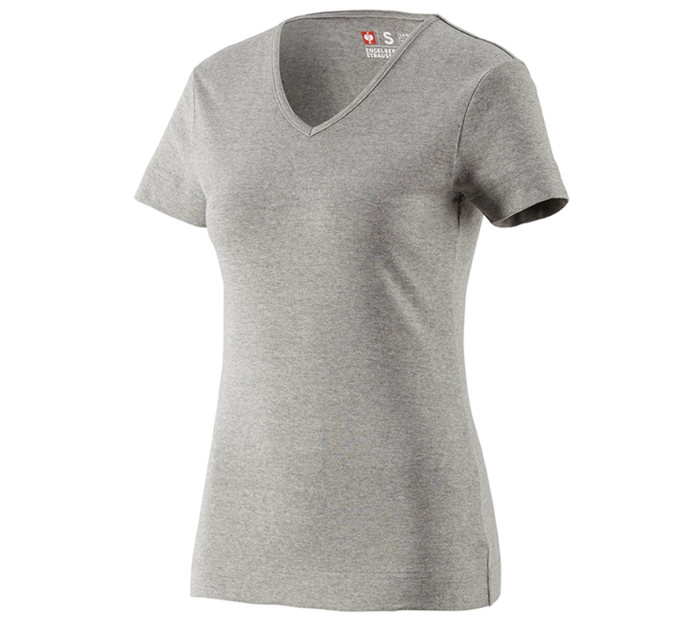 Trička | Svetry | Košile: e.s. Tričko cotton V-Neck, dámské + šedý melír