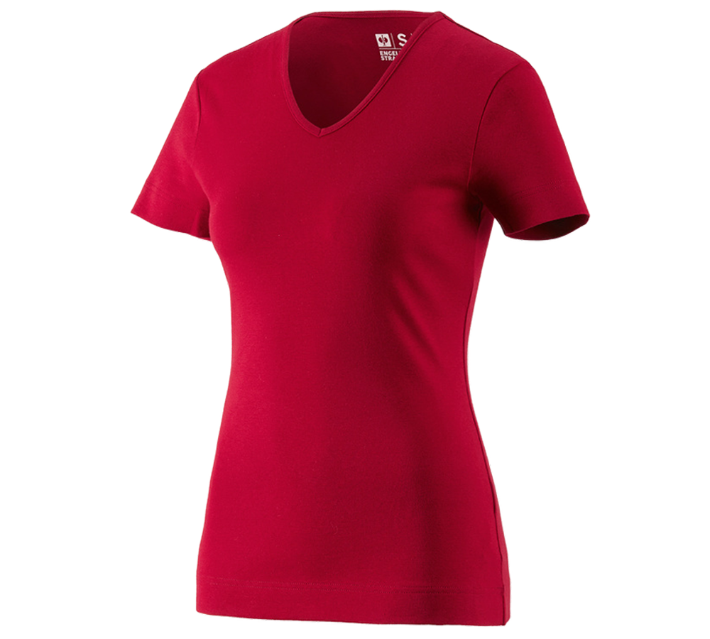 Trička | Svetry | Košile: e.s. Tričko cotton V-Neck, dámské + červená