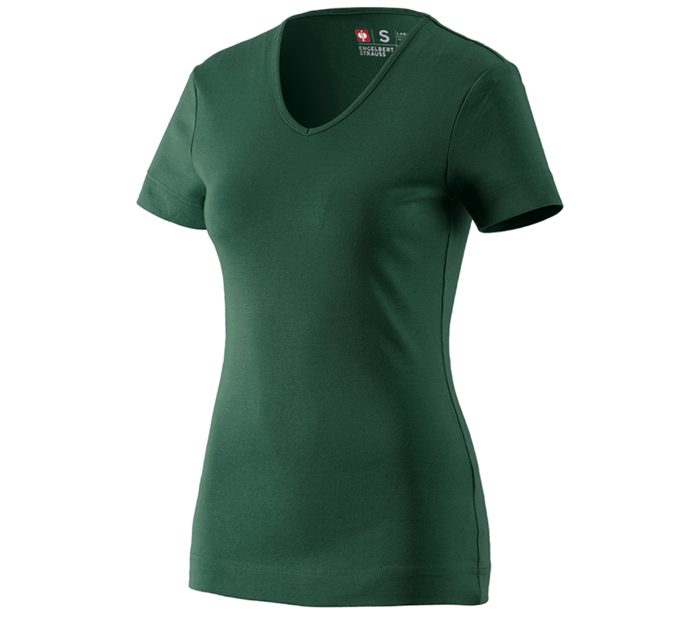 Trička | Svetry | Košile: e.s. Tričko cotton V-Neck, dámské + zelená