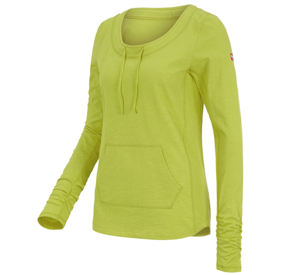 Trička | Svetry | Košile: e.s. Longsleeve cotton slub, dámské + májové zelená
