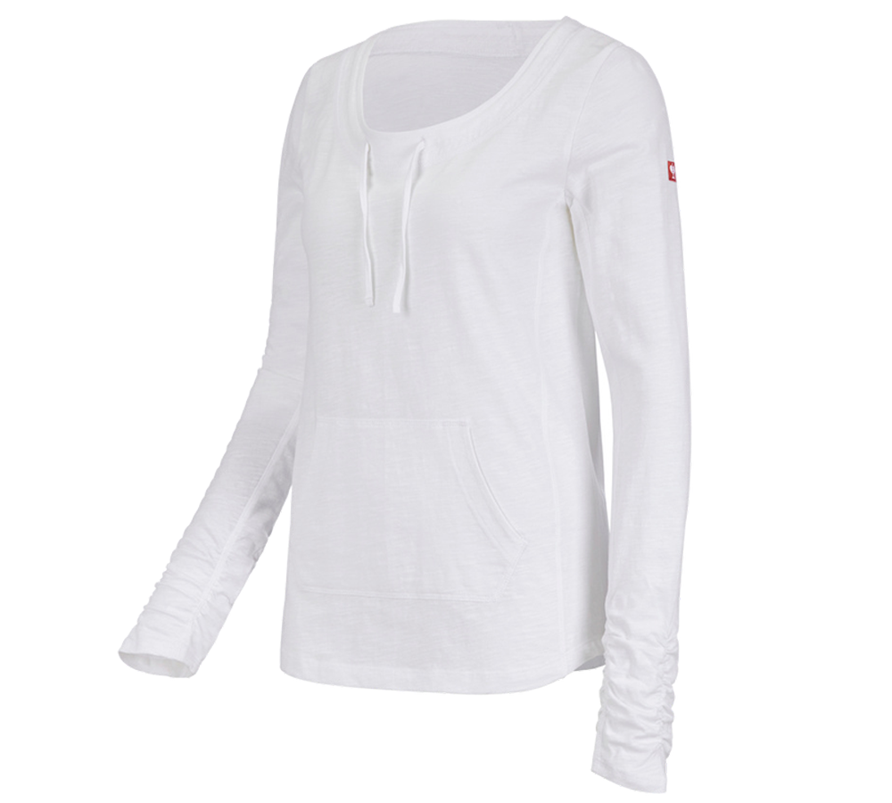 Trička | Svetry | Košile: e.s. Longsleeve cotton slub, dámské + bílá