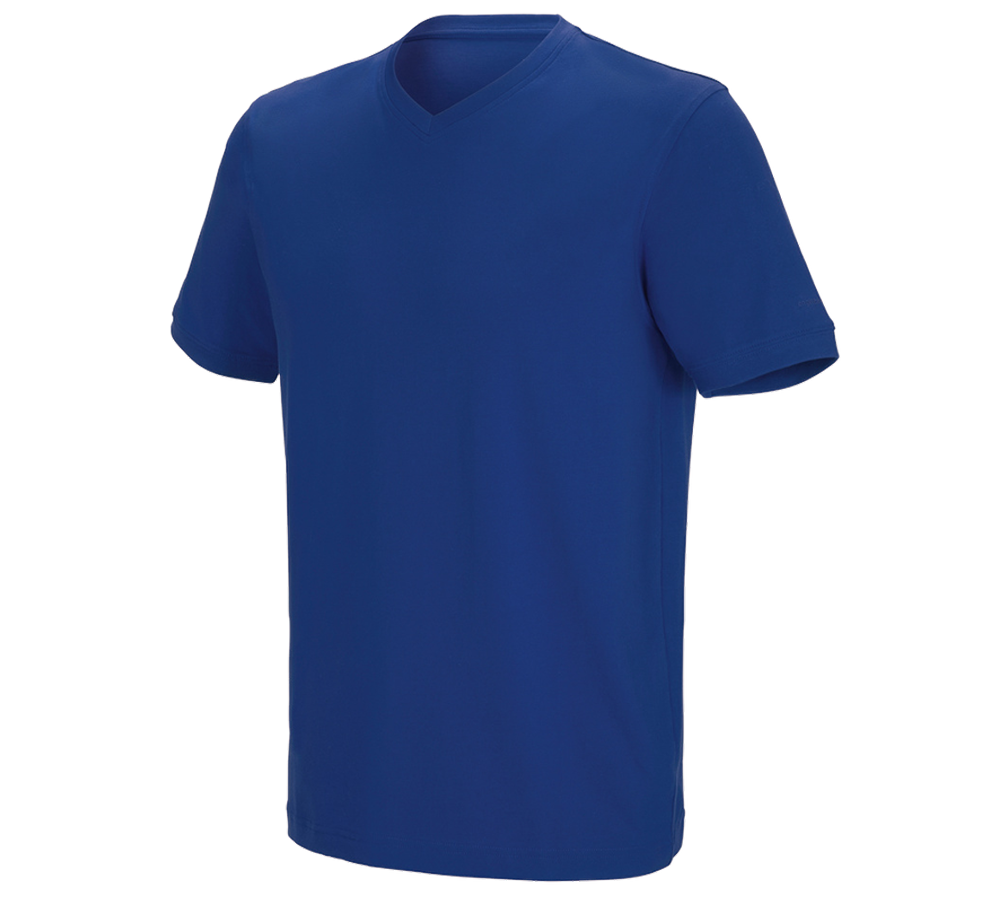 Trička, svetry & košile: e.s. Tričko cotton stretch V-Neck + modrá chrpa
