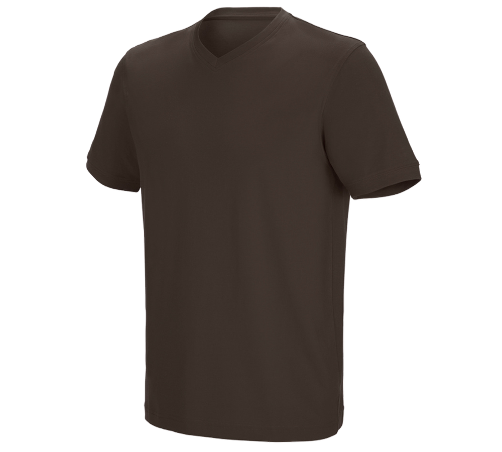 Trička, svetry & košile: e.s. Tričko cotton stretch V-Neck + kaštan