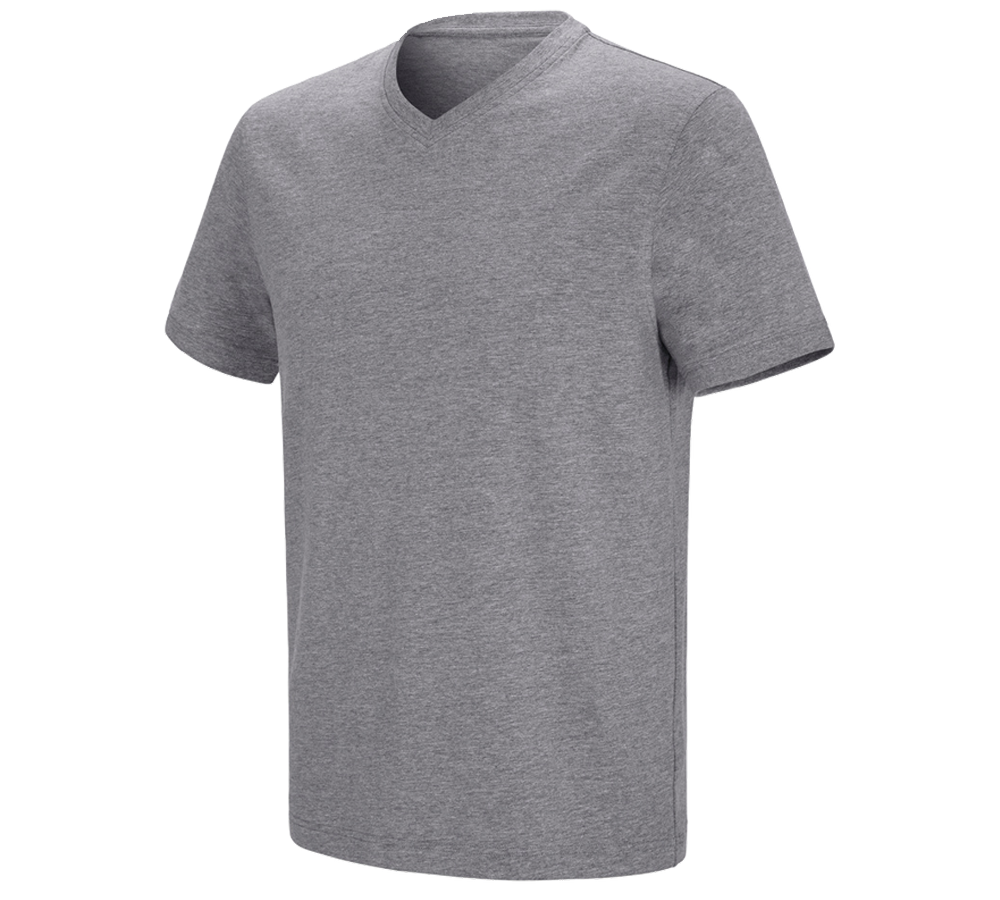 Trička, svetry & košile: e.s. Tričko cotton stretch V-Neck + šedý melír