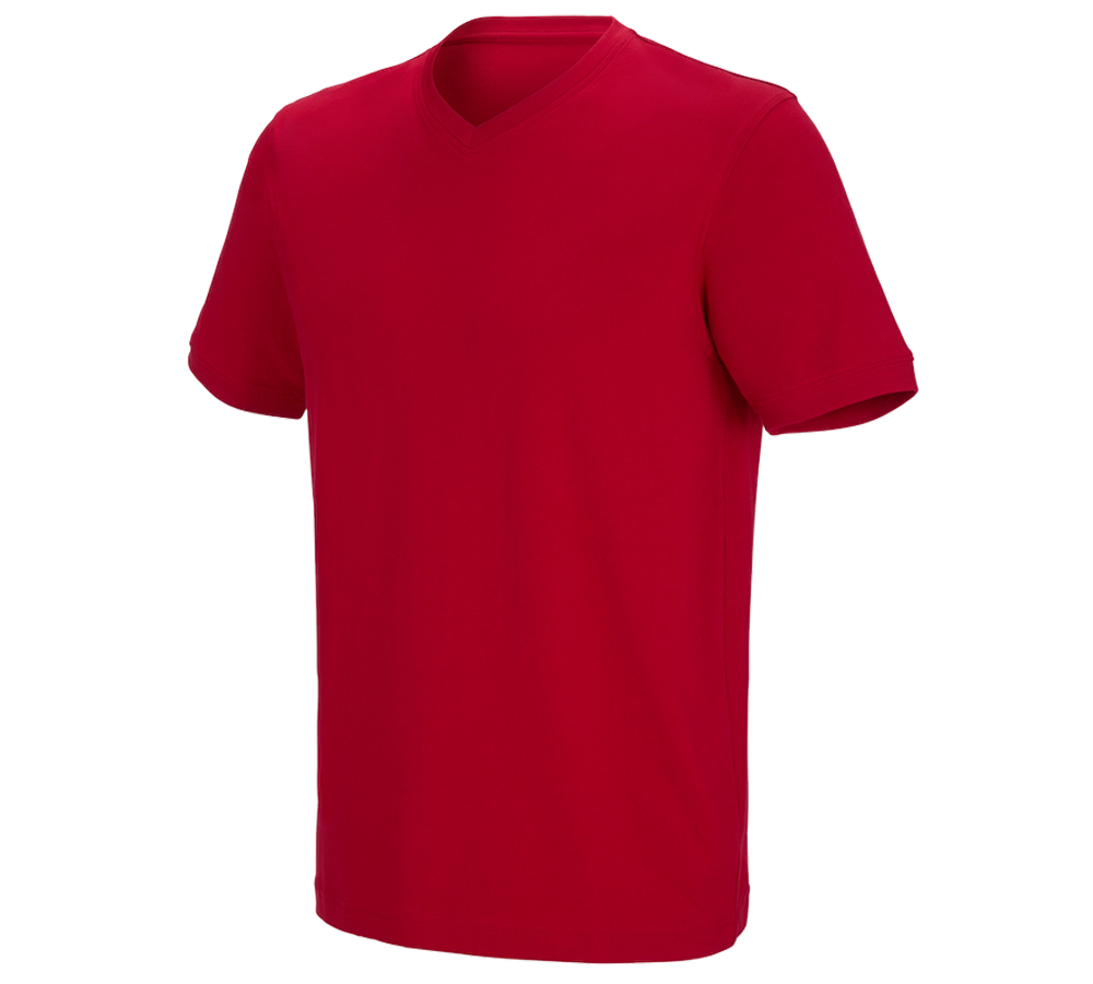 Truhlář / Stolař: e.s. Tričko cotton stretch V-Neck + ohnivě červená