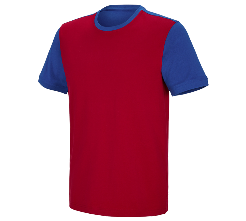 Trička, svetry & košile: e.s. Tričko cotton stretch bicolor + ohnivě červená/modrá chrpa