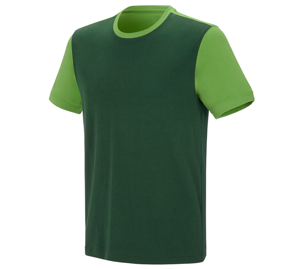 Zahradní / Lesnictví a Zemědělství: e.s. Tričko cotton stretch bicolor + zelená/mořská zelená