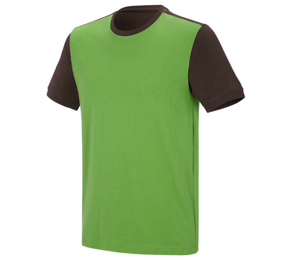 Témata: e.s. Tričko cotton stretch bicolor + mořská zelená/kaštan