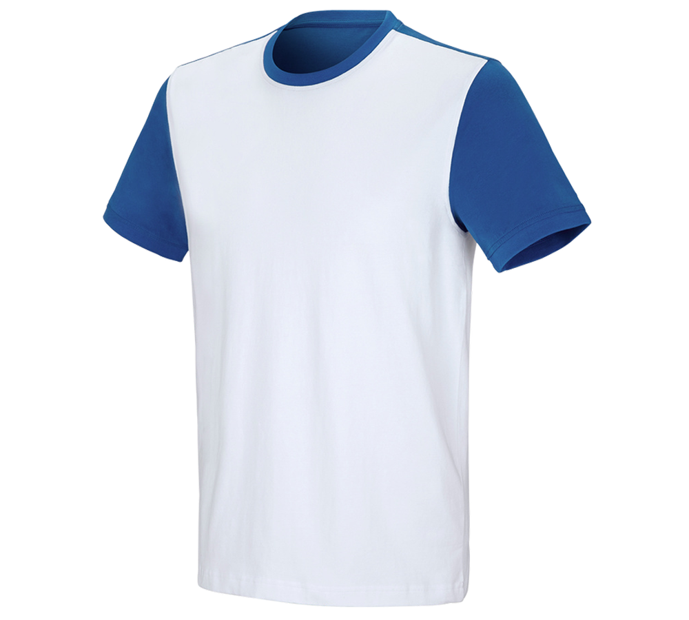 Trička, svetry & košile: e.s. Tričko cotton stretch bicolor + bílá/enciánově modrá
