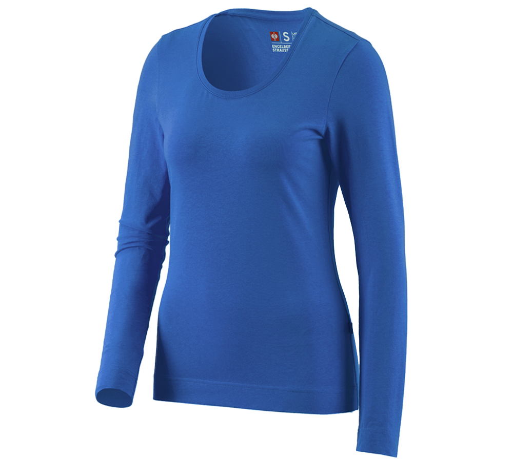 Trička | Svetry | Košile: e.s. triko s dlouhým rukávem cotton stretch,dámské + enciánově modrá