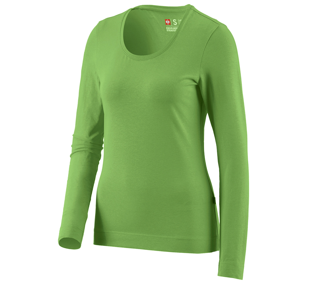 Trička | Svetry | Košile: e.s. triko s dlouhým rukávem cotton stretch,dámské + mořská zelená