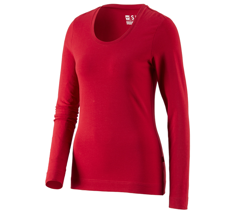 Trička | Svetry | Košile: e.s. triko s dlouhým rukávem cotton stretch,dámské + ohnivě červená