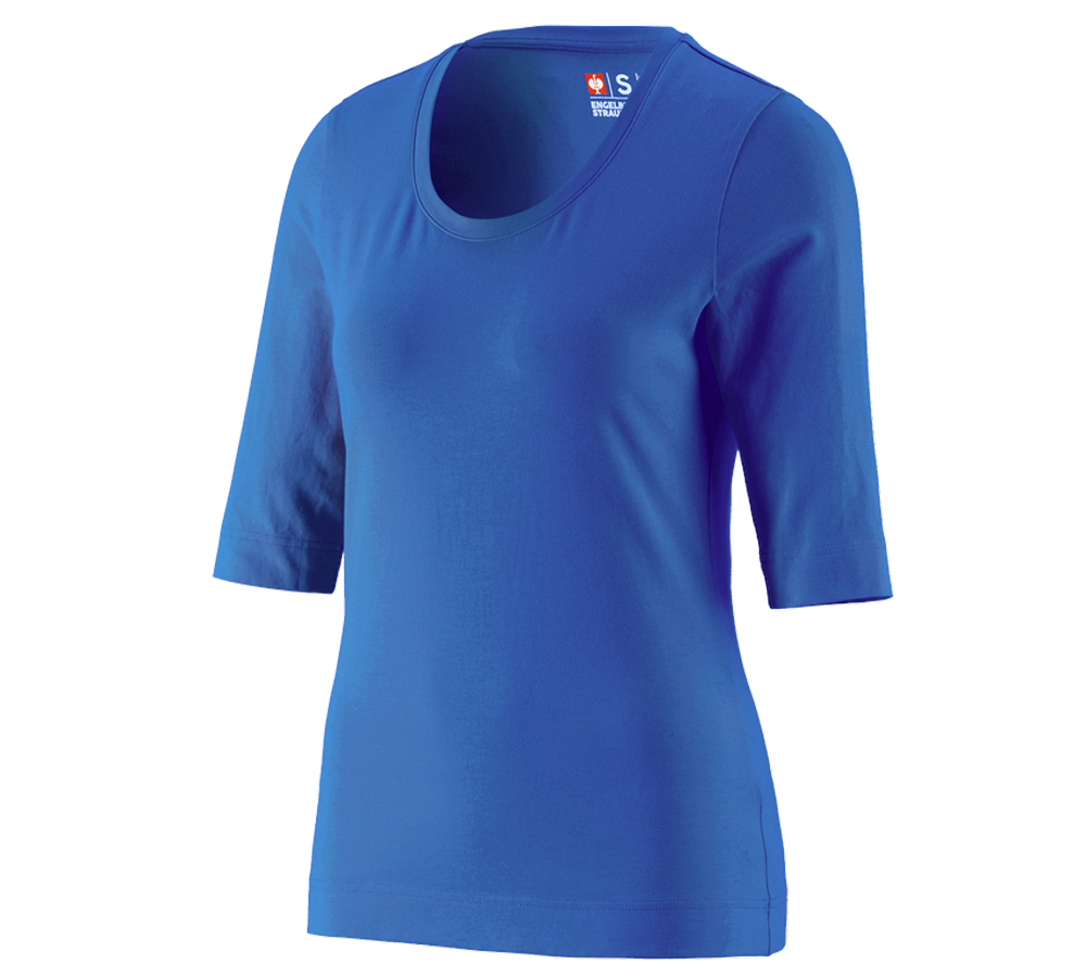 Trička | Svetry | Košile: e.s. Tričko s 3/4 rukávy cotton stretch, dámské + enciánově modrá