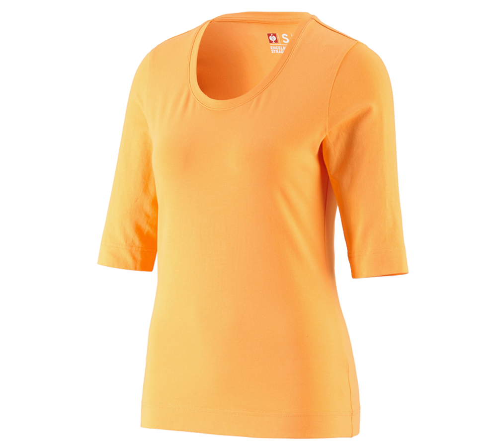 Trička | Svetry | Košile: e.s. Tričko s 3/4 rukávy cotton stretch, dámské + světle oranžová