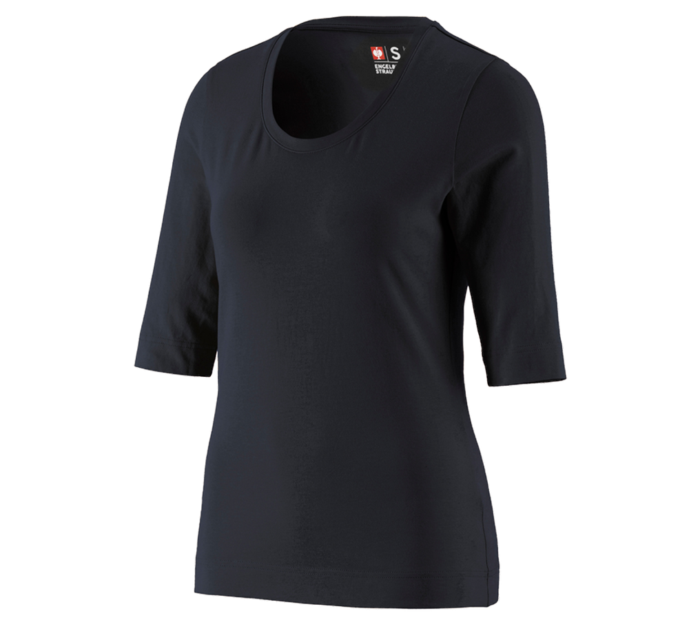Trička | Svetry | Košile: e.s. Tričko s 3/4 rukávy cotton stretch, dámské + černá