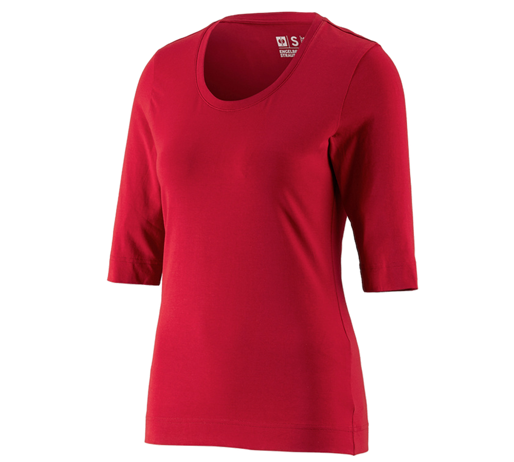 Trička | Svetry | Košile: e.s. Tričko s 3/4 rukávy cotton stretch, dámské + ohnivě červená