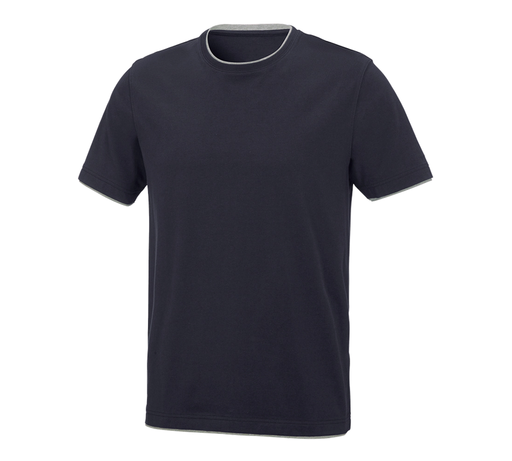 Trička, svetry & košile: e.s. Tričko cotton stretch Layer + tmavomodrá/šedý melír