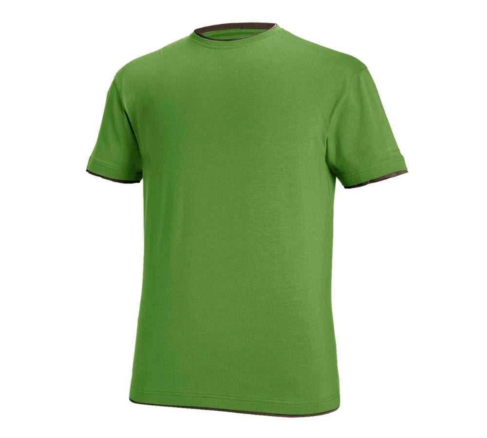 Truhlář / Stolař: e.s. Tričko cotton stretch Layer + mořská zelená/kaštan