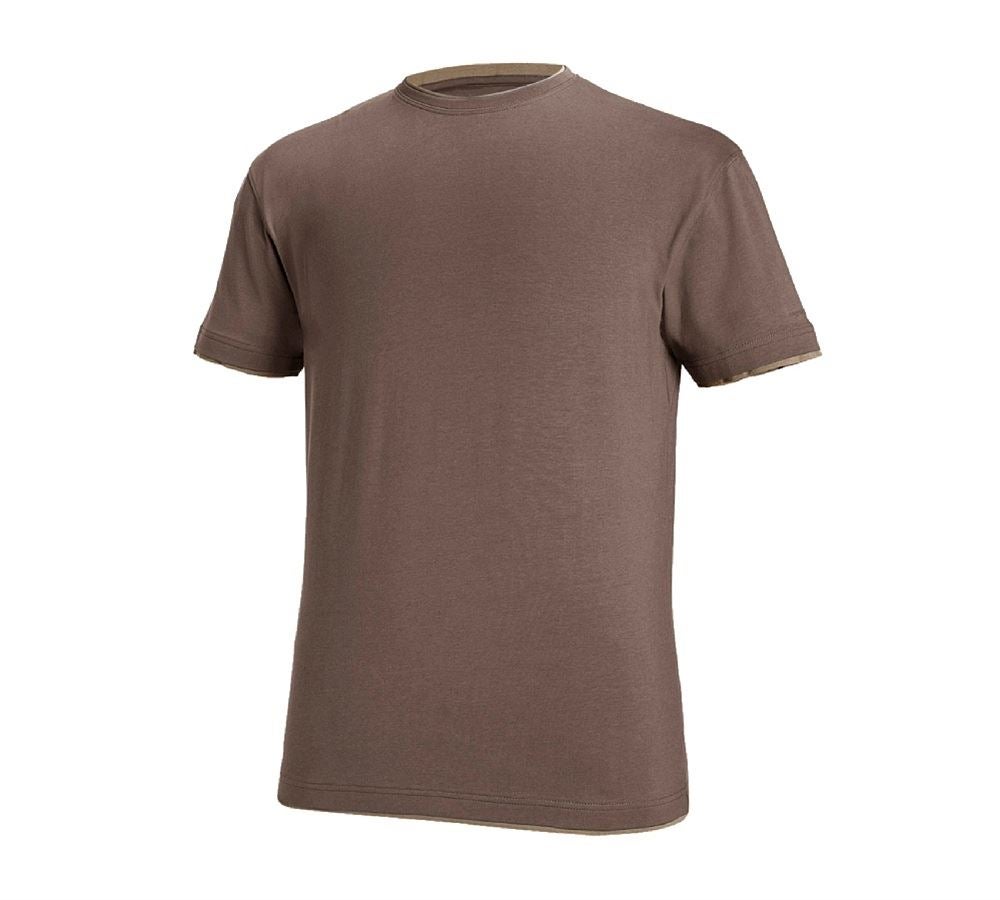 Trička, svetry & košile: e.s. Tričko cotton stretch Layer + kaštan/lískový oříšek