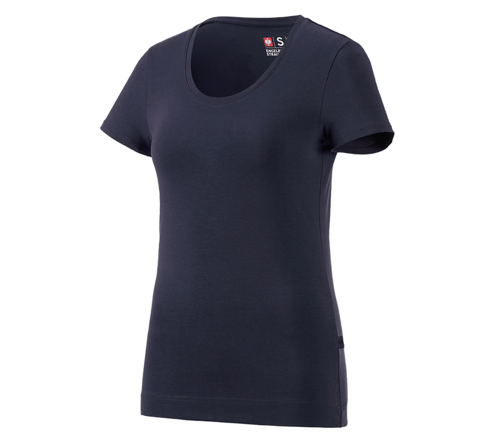 Trička | Svetry | Košile: e.s. Tričko cotton stretch, dámské + tmavomodrá