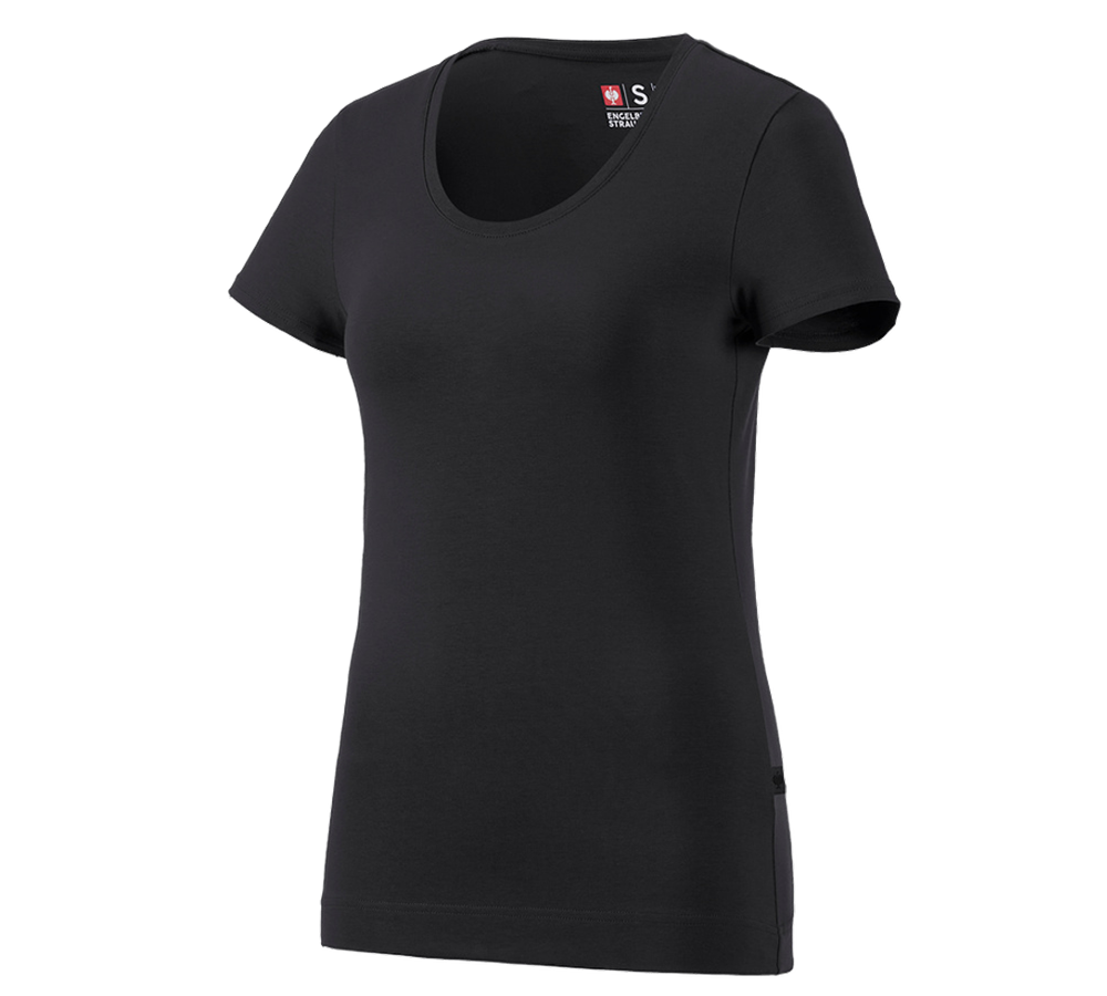 Trička | Svetry | Košile: e.s. Tričko cotton stretch, dámské + černá
