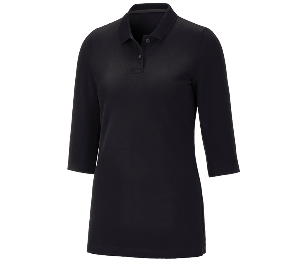 Trička | Svetry | Košile: e.s. Pique-Polo 3/4-rukávy cotton stretch, dámské + černá