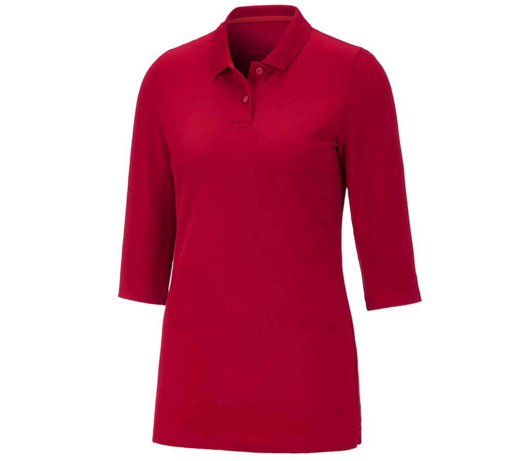 Trička | Svetry | Košile: e.s. Pique-Polo 3/4-rukávy cotton stretch, dámské + ohnivě červená